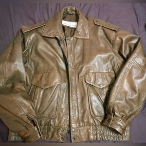 Brown Leather Bomber jacket 🔻 CLEARANCE